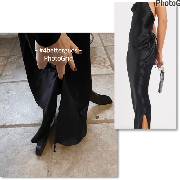 ASOS Design Satin Slip Maxi Strappy Adjust Back Trumpet Cocktail Dress US 6 UK10 - Picture 3 of 16